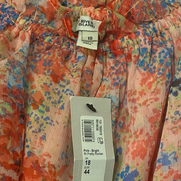 River Island Floral Off Shoulder Bardot Dress PERFECT WEDDING GUEST DRESS - Picture 8 of 8